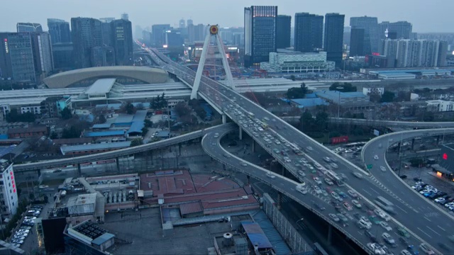 成都市城市景观白转夜景延时摄影视频素材