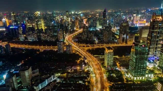 上海夜景交通车流延时视频素材