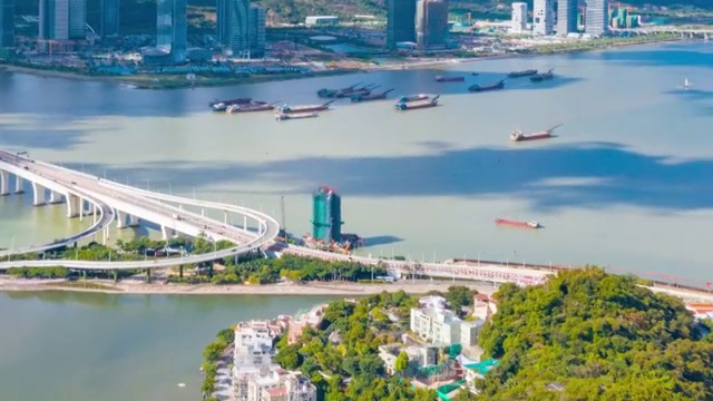 中国珠海澳门大湾区城市风光视频素材