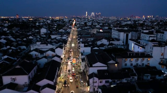 苏州阊门夜景航拍视频素材