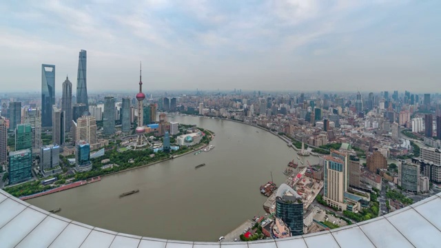 晴朗天气下的上海陆家嘴北外滩日转夜4K高清视频视频素材