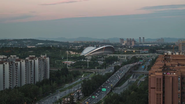 成都北三环露天音乐公园日落视频素材