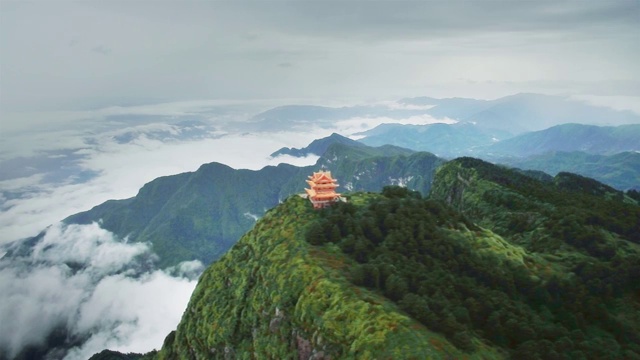 峨眉山万佛顶航拍视频素材