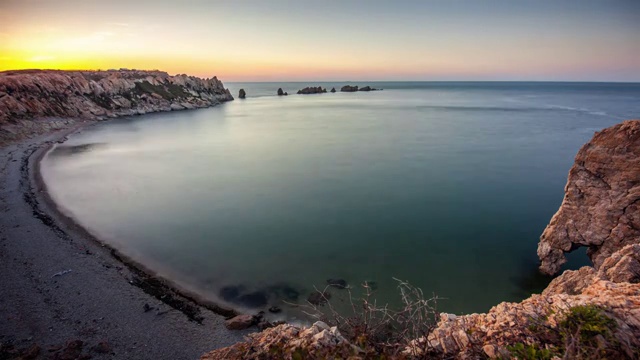 中国辽宁大连大排石海湾日落视频素材