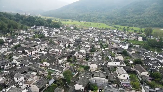 中国安徽黄山宏村航拍风光视频素材