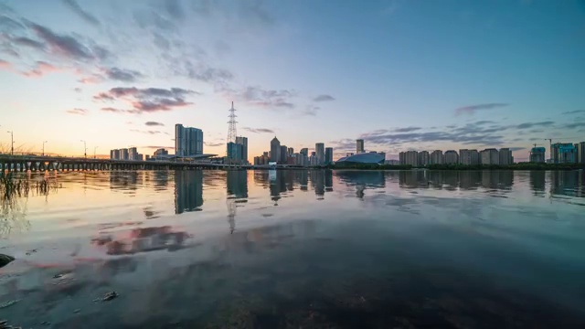 沈阳浑河桥城市风光日转夜视频素材