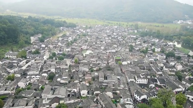 中国安徽黄山宏村航拍风光视频素材