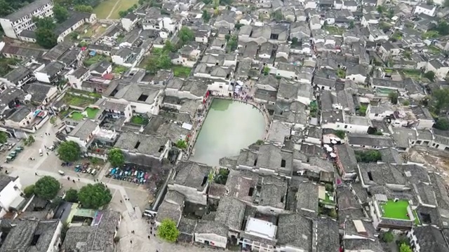 中国安徽黄山宏村航拍风光视频素材