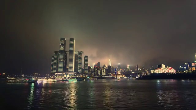 重庆两江汇雨后夜景延时摄影视频下载