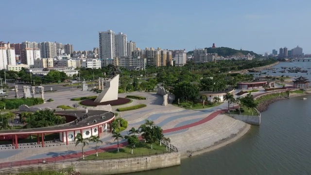 广西防城港城市海滨景观风光航拍视频素材