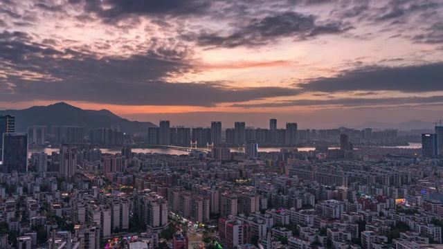 珠海夏湾白石桥城市天际线日转夜延时视频素材