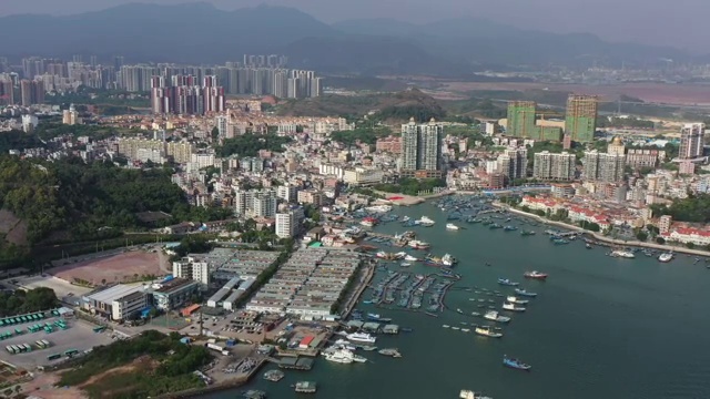 广东省惠州市大亚湾澳头港航拍视频素材