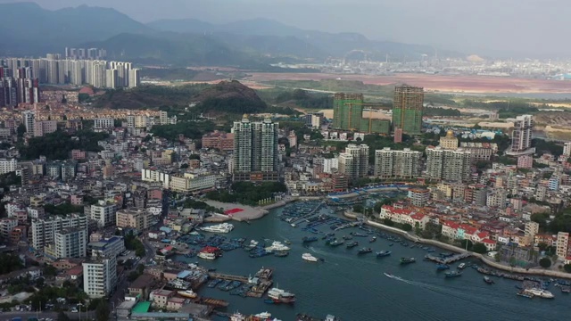 广东省惠州市大亚湾澳头港航拍视频素材