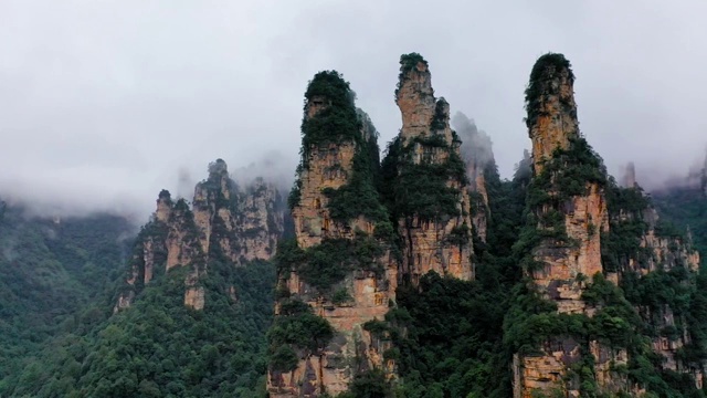 航拍张家界武陵源天子山景区十里画廊视频素材