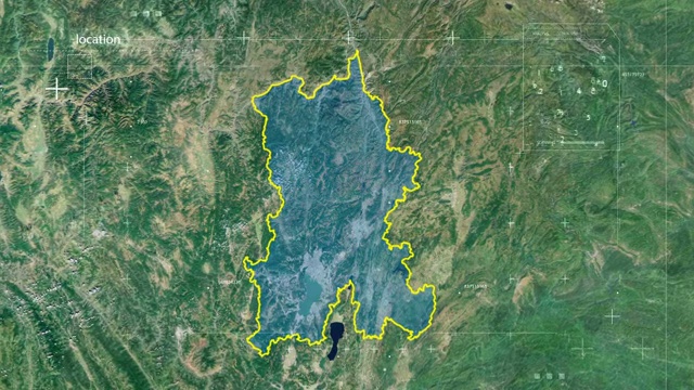 地图 地球俯冲定位 中国 云南 全球定位系统  航拍视角 影视频素材