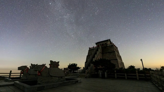 蒙山龟蒙顶星空延时视频素材