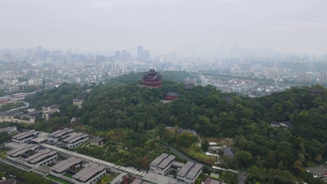 杭州西湖新十景吴山城隍阁航拍视频素材