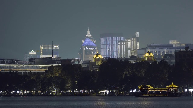 中国浙江杭州西湖夜景视频素材