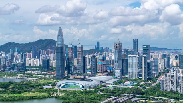 深圳市南山区后海建筑群早上顺光城市风光延时摄影视频素材