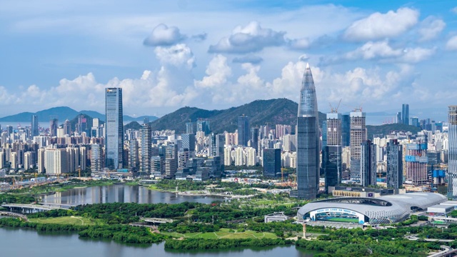 深圳市南山区后海建筑群早上顺光城市风光延时摄影视频素材