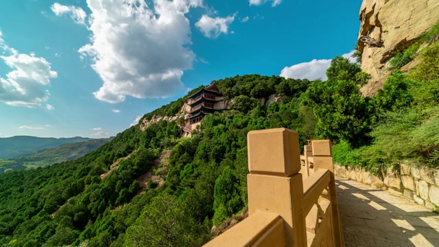 太原天龙山石窟白天多云延时 天龙山石窟 太原视频素材