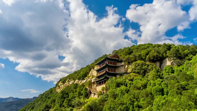 太原天龙山石窟白天多云延时 天龙山石窟 太原视频素材