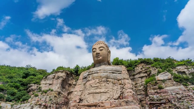 太原蒙山大佛白天多云雅延时视频素材