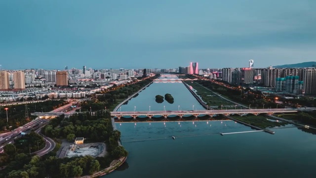 太原市胜利桥日落夜景延时视频素材