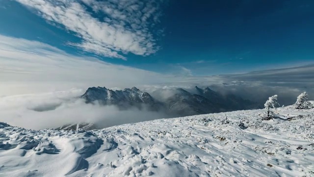 秦岭雪山云海延时视频素材