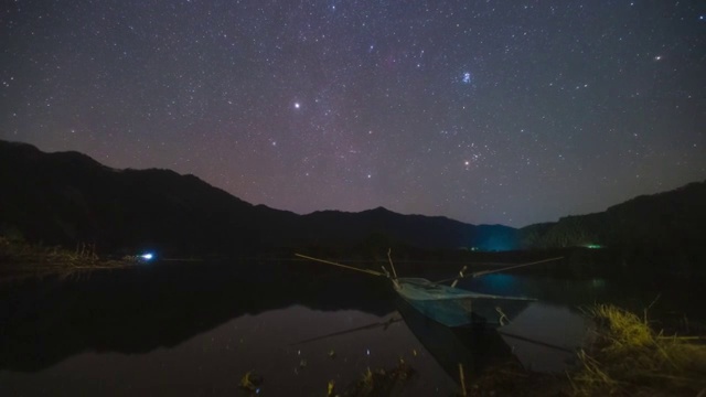 浑江边星空延时摄影视频素材