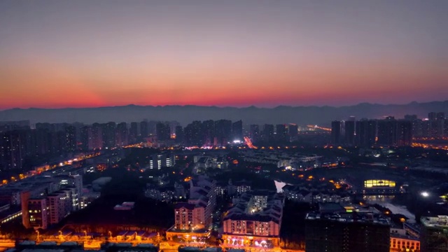 4K30P重庆大学城校区航拍夕阳夜景移动延时视频素材