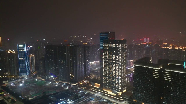 广东省深圳市龙华区深圳北站夜景航拍视频素材