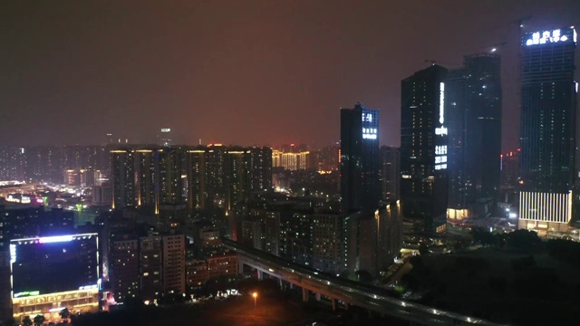 广东省深圳市龙华区深圳北站夜景航拍视频素材