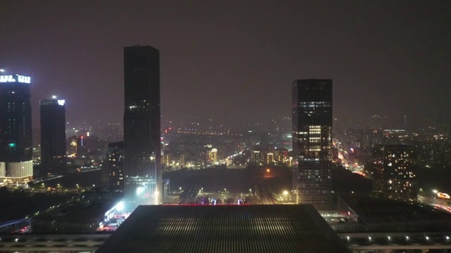 广东省深圳市龙华区深圳北站夜景航拍视频素材