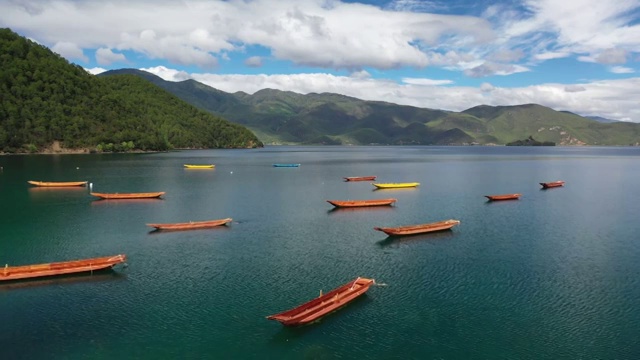 四川凉山州盐源县泸沽湖女神湾自然风光视频素材