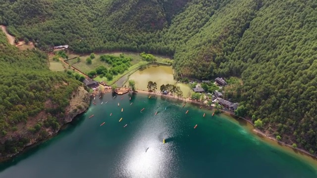 四川凉山州盐源县泸沽湖女神湾自然风光视频素材