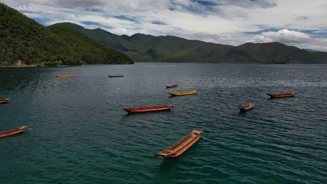 四川凉山州盐源县泸沽湖女神湾自然风光视频素材