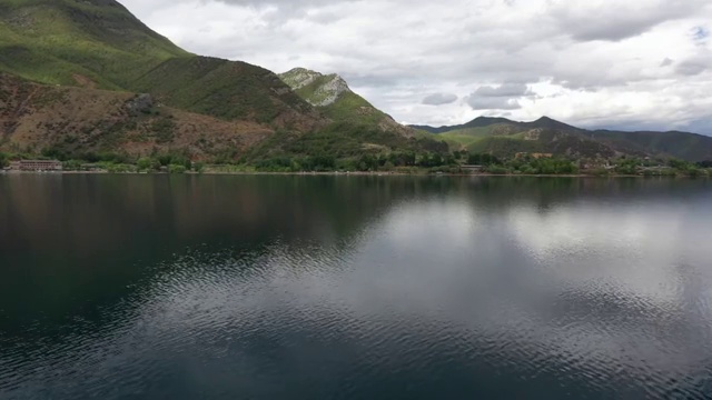 云南宁蒗县和四川盐源县泸沽湖景区自然风光航拍视频素材