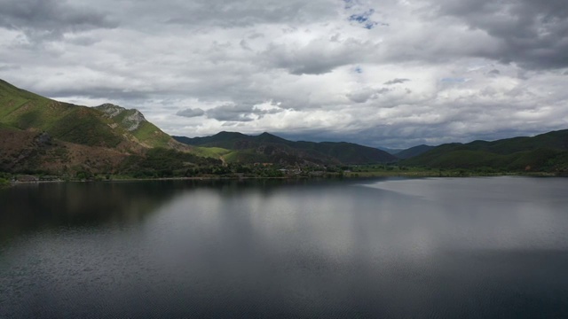 云南宁蒗县和四川盐源县泸沽湖景区自然风光航拍视频素材