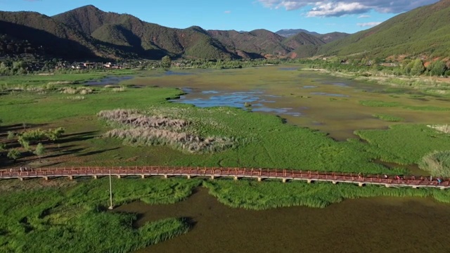 四川凉山州盐源县泸沽湖草海自然风光视频素材