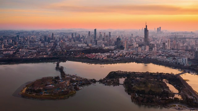 夕阳下的城市视频素材