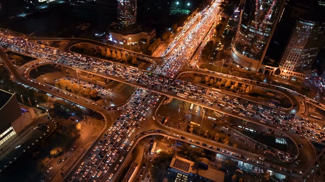 北京国贸桥夜景视频素材