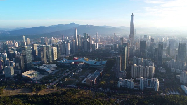 深圳福田CBD航拍天际线视频素材