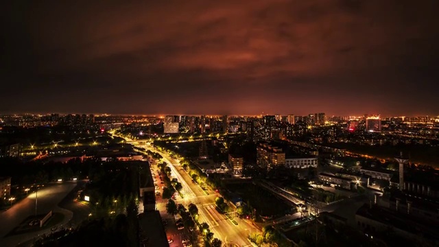 震撼大气北京城市日落 火烧云 夕阳 晚霞 夜间车流视频素材