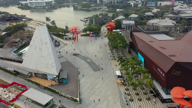 广东省深圳市南山区深圳湾公园欢乐海岸香港大学深圳医院航拍视频素材