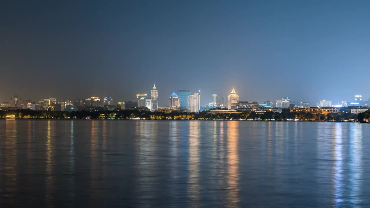 浙江杭州西湖夜景延时视频素材