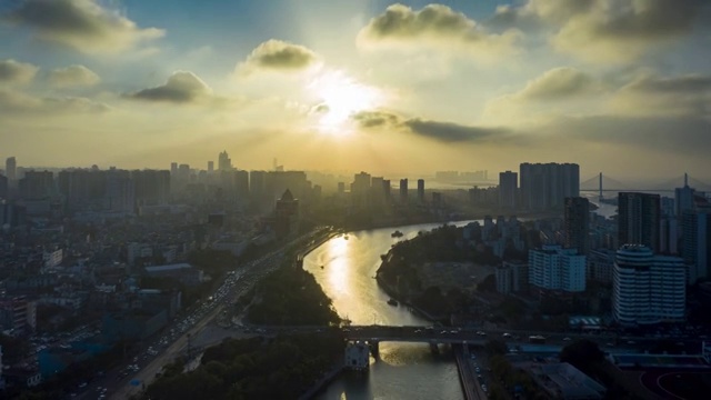 黄昏的海甸溪延迟视频素材