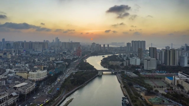 海口海甸溪两岸落日延迟视频素材