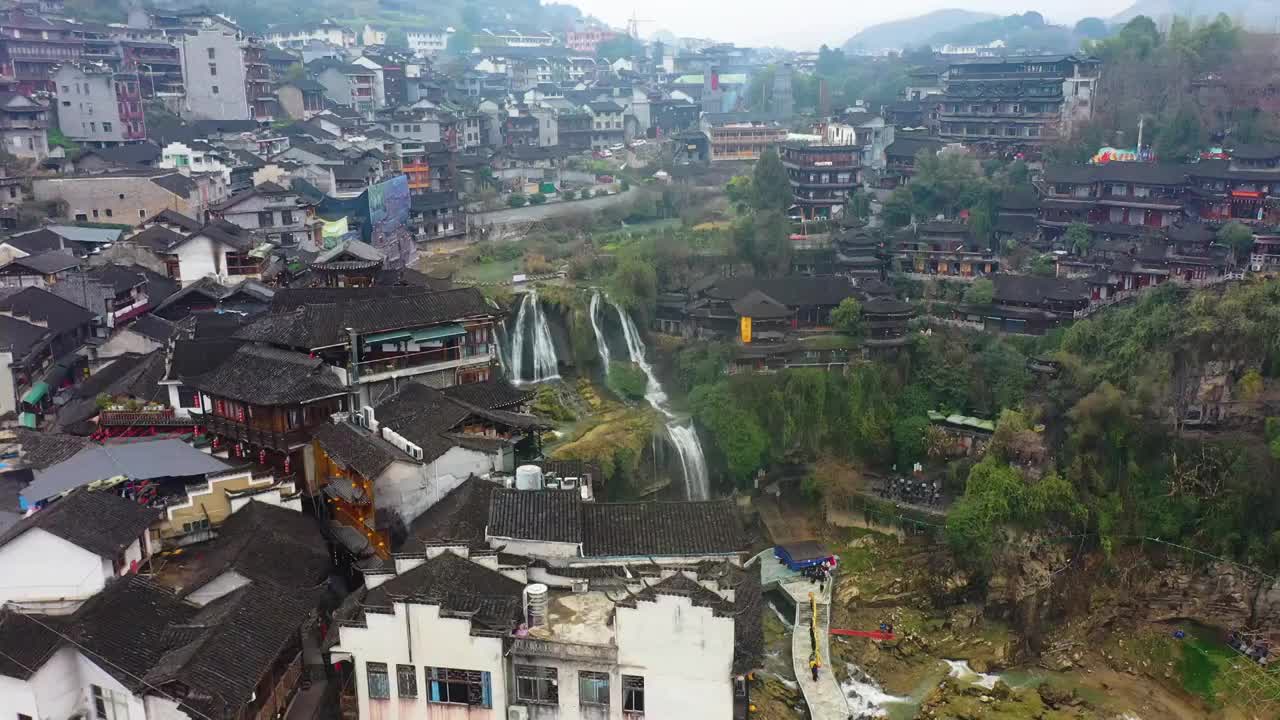 航拍湖南湘西芙蓉镇风光视频素材