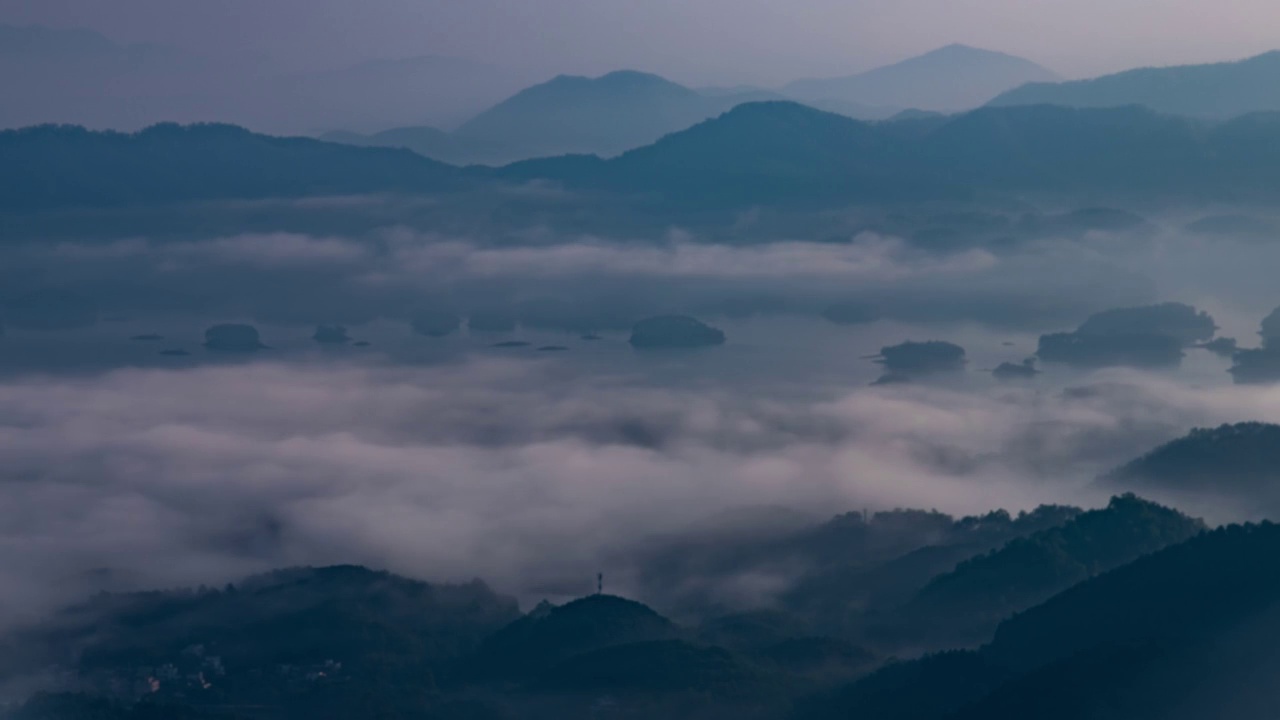 广东江门千岛湖云海缥缈视频素材